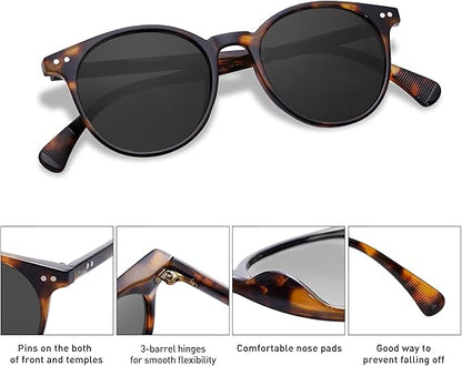 Small Round Classic Polarized Sunglasses for Women Men Vintage Style UV400 Lens