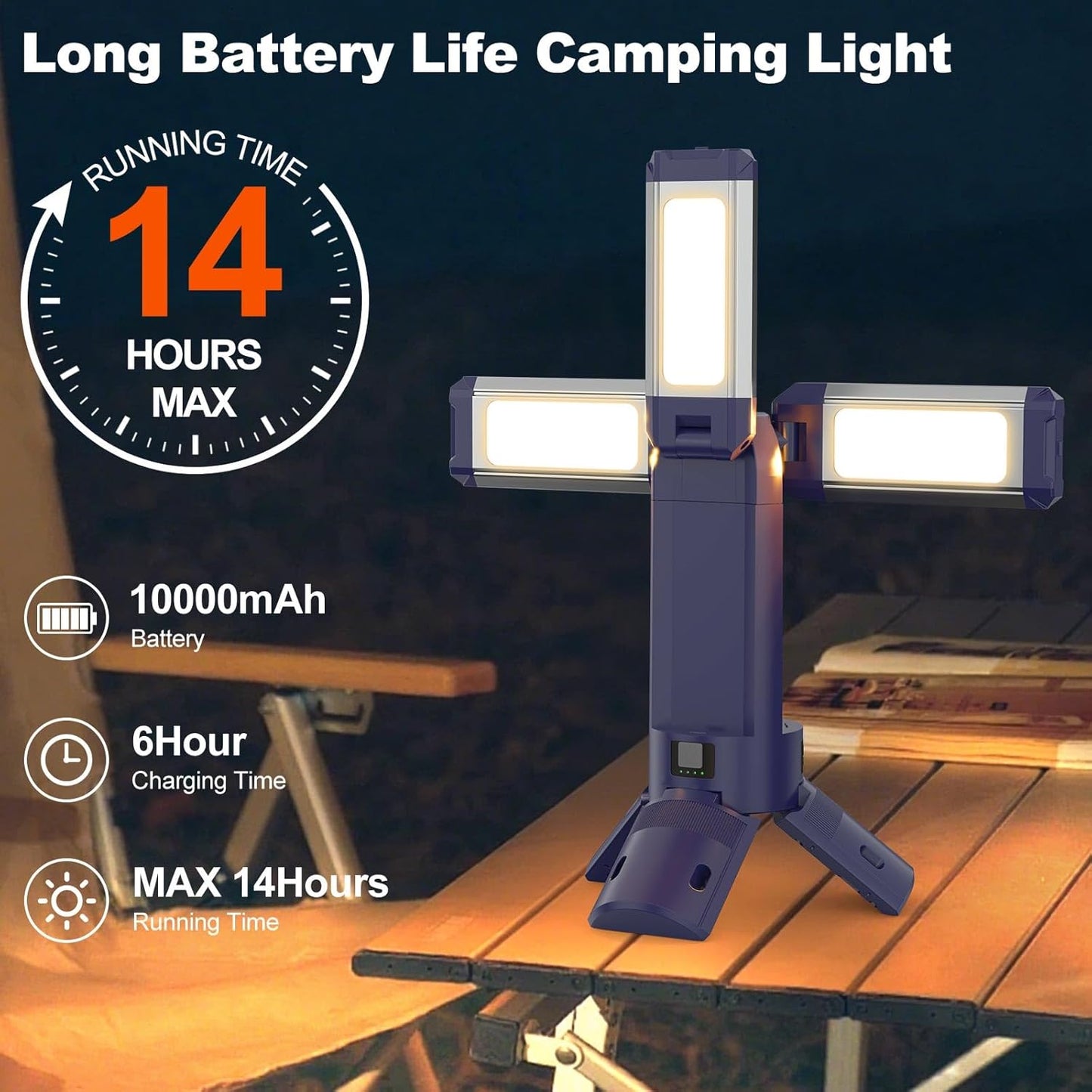 4000LM Camping Light Telescopic Camping Lantern  270° Rotating Aluminum Remote Control Warm/White/Nature