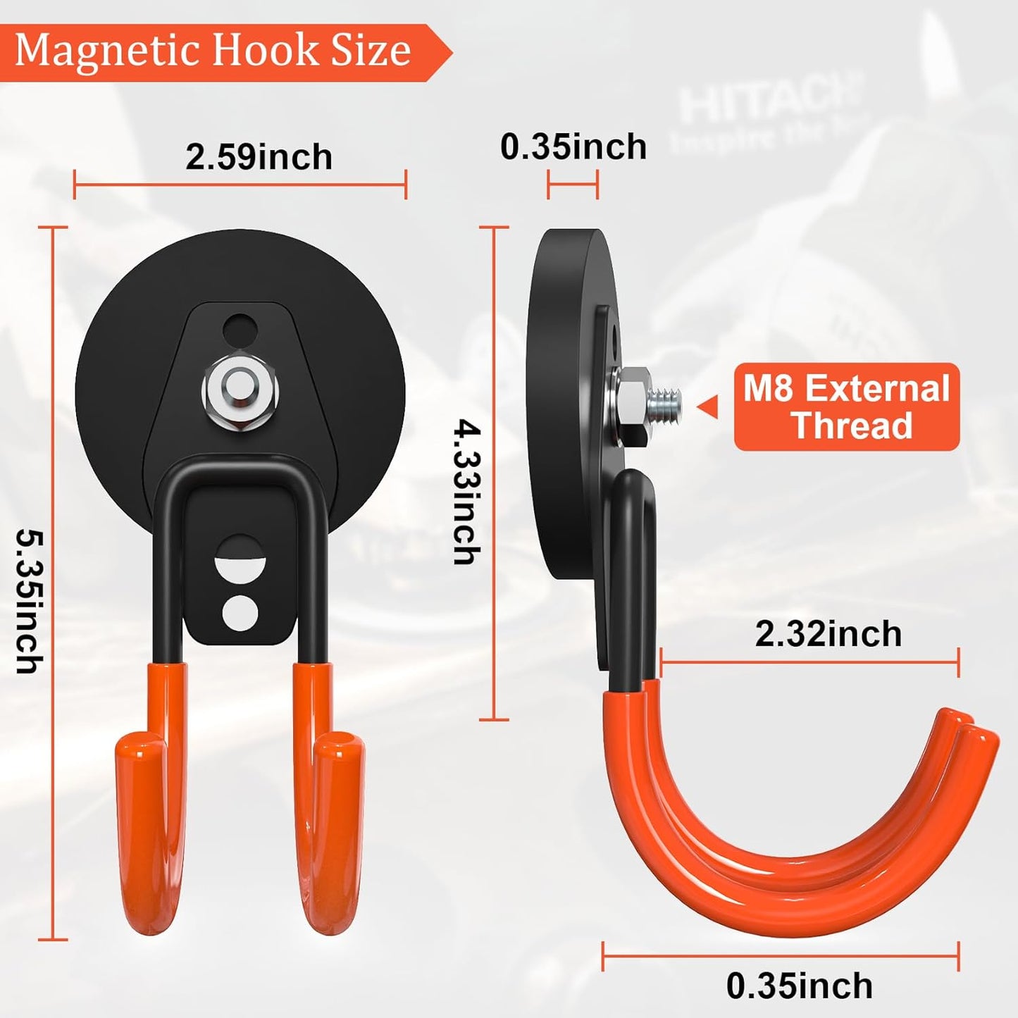 Heavy Duty Storage Magnetic Utility Hooks Large Garage Magnet Hooks with Anti-Slip Coating for Metal Cabinet