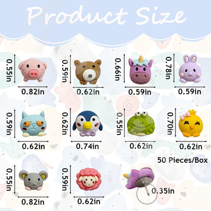 30 Pcs Animal Push Pins Decorative Push Pins Cute Animal Thumbtack for for Cork Board Photo Wall