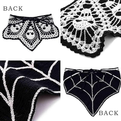 2 Pcs Black Skull Headbands Crochet Bandanas Headband Web Gothic Head Scarf Halloween Hair Accessories for Women