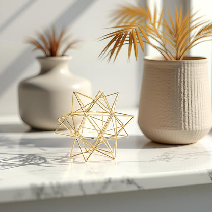 5.75" Gold Decorative Sphere Metal Geometric Tabletop Decoration Abstract Gold Decorative Ball