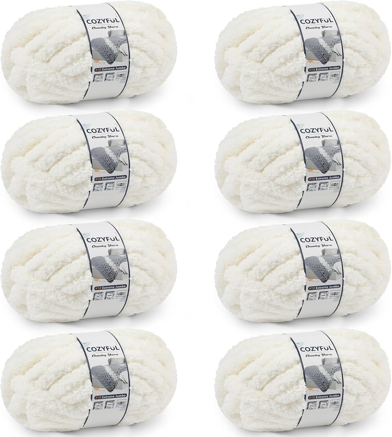 Jumbo Big Thick Chunky Yarns for Crocheting Super Bulky Chunky Knit Blanket Yarns, 8 Skein