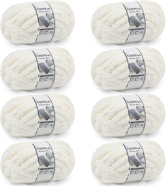 Jumbo Big Thick Chunky Yarns for Crocheting Super Bulky Chunky Knit Blanket Yarns, 8 Skein