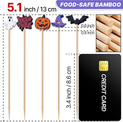 4.7 Inch 100pcs Bamboo Fancy Skewers Toothpicks for Appetizers Food Drink Fruit Sandwich