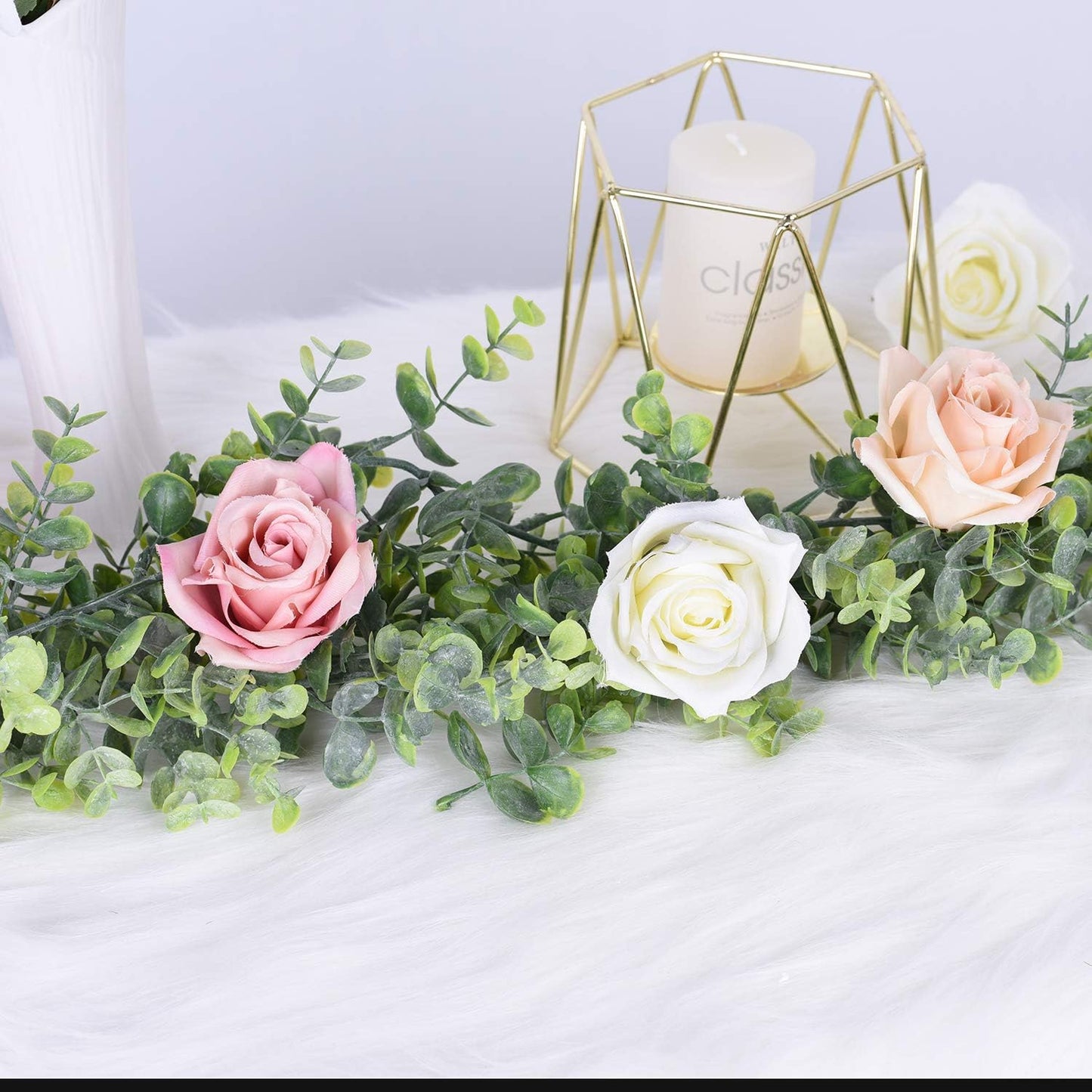 2 Pack Artificial Vines Hanging Eucalyptus Leaves Greenery Garland for Wedding Backdrop Arch Wall Decor