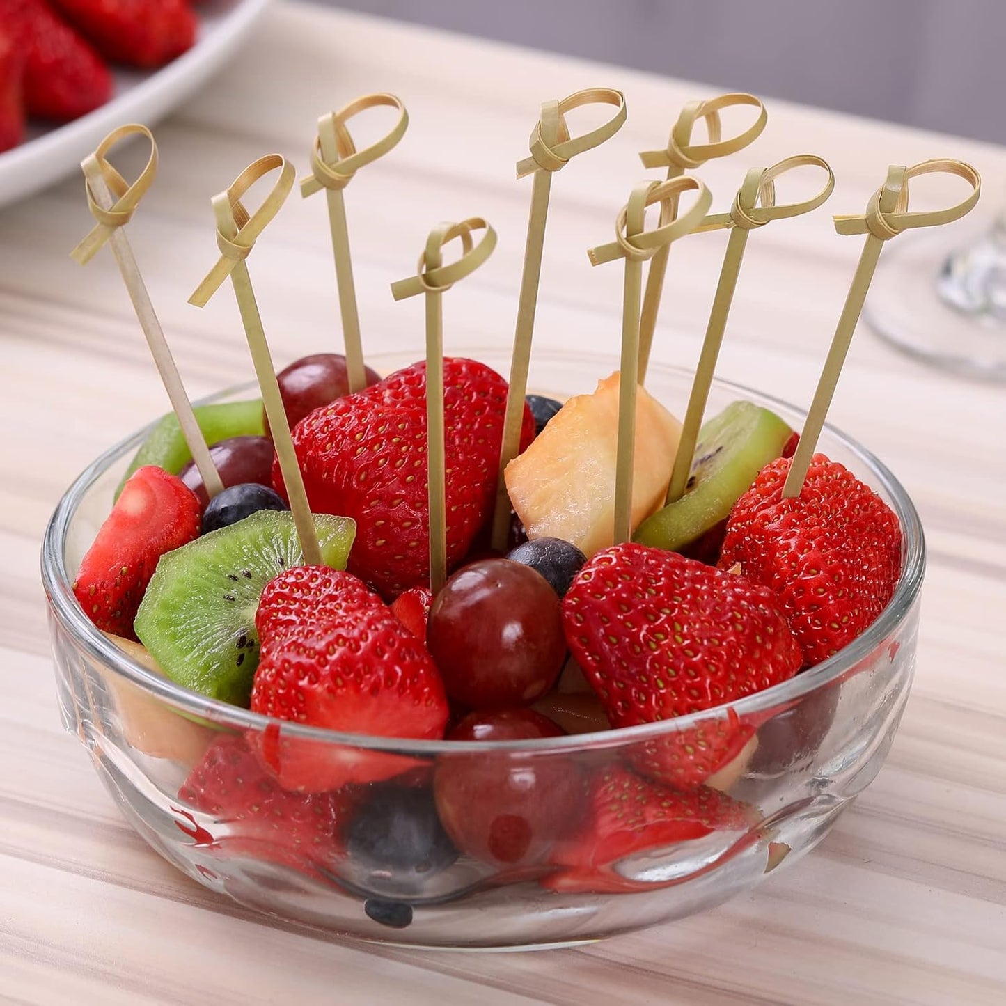 200 PCS Cocktail Picks 4.7 Inch Toothpicks for Appetizers Natural Bamboo Knot Skewers Mini Food Sticks Fancy Tooth Picks