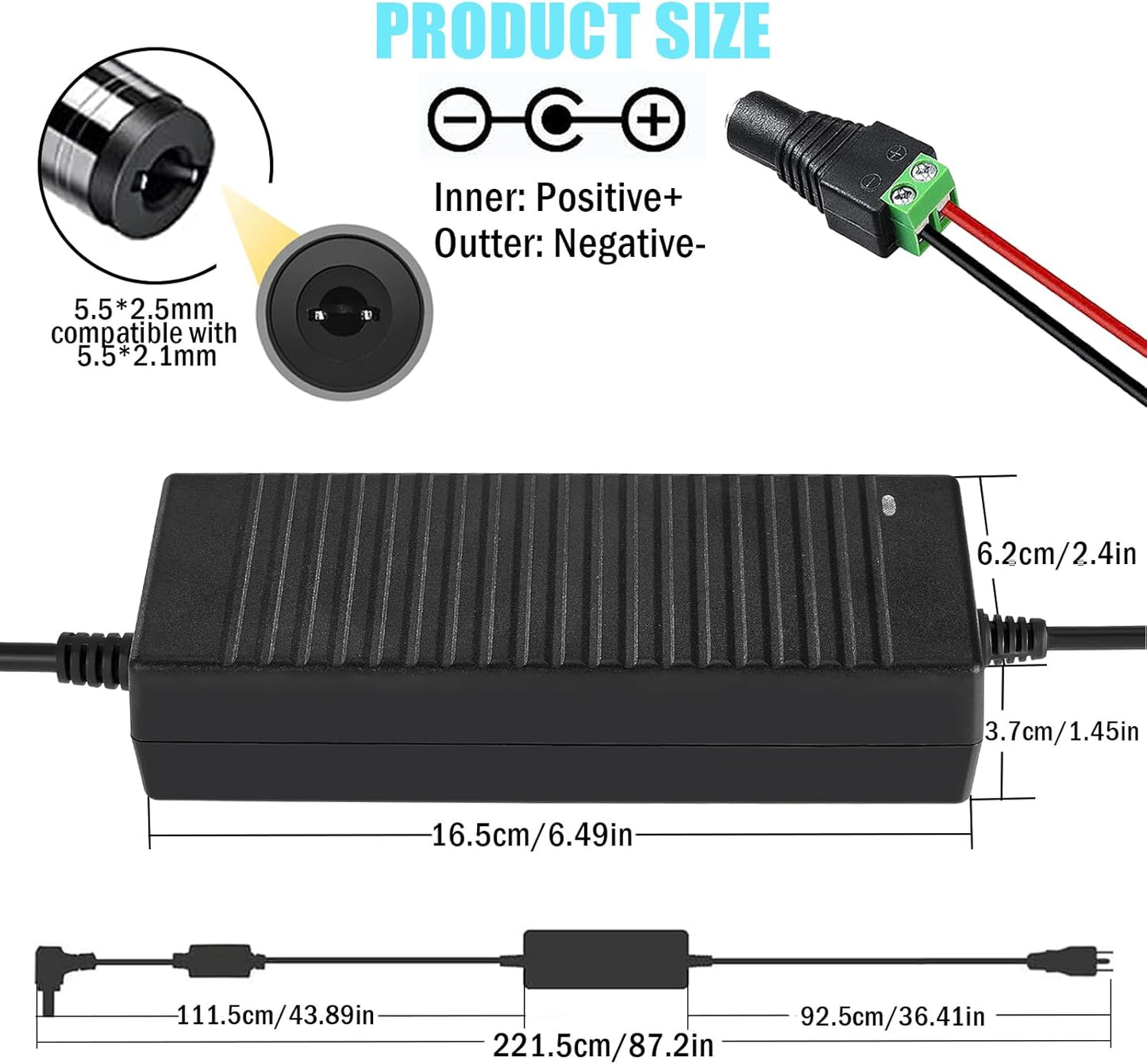 Supply Adapter AC 100-240V to DC 24 Volt 8 Amp 192W Power Converter Low Voltage Transformer