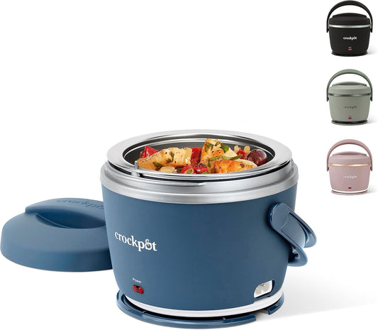 20 Ounce Electric Lunch Box Portable Food Warmer Faded Blue Perfect for Travel Car