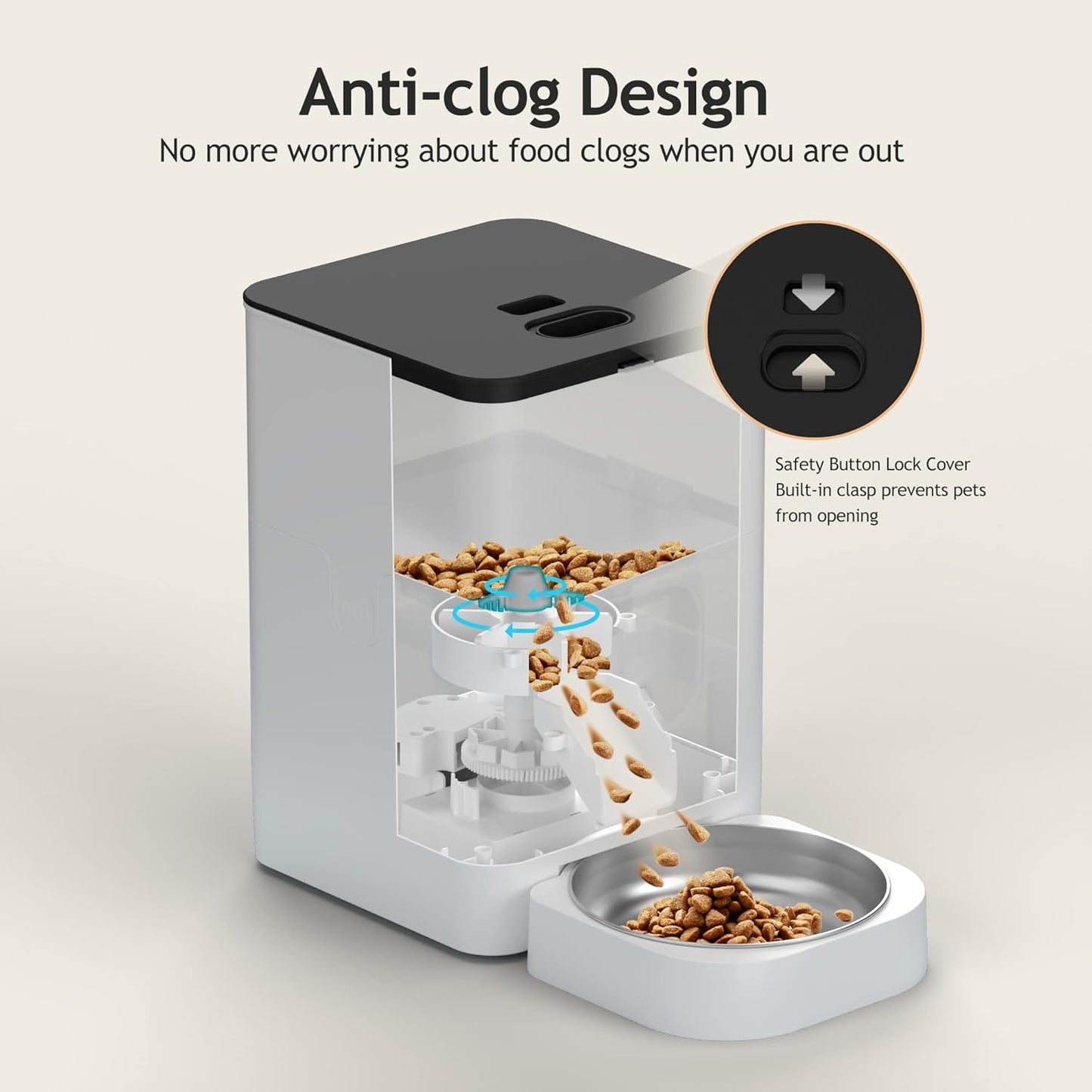 Automatic Cat Feeders Timed Pet Feeder for Cats and Dogs with Dry Food Dispenser, Desiccant Bag
