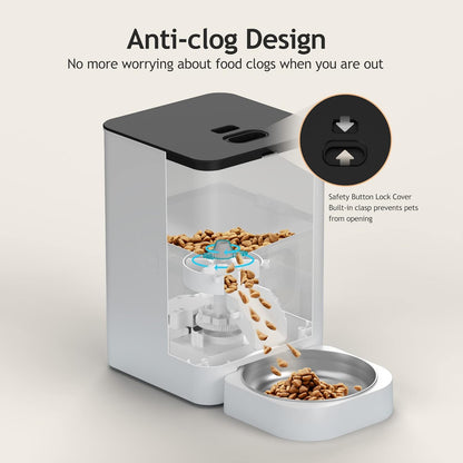 Automatic Cat Feeders Timed Pet Feeder for Cats and Dogs with Dry Food Dispenser, Desiccant Bag