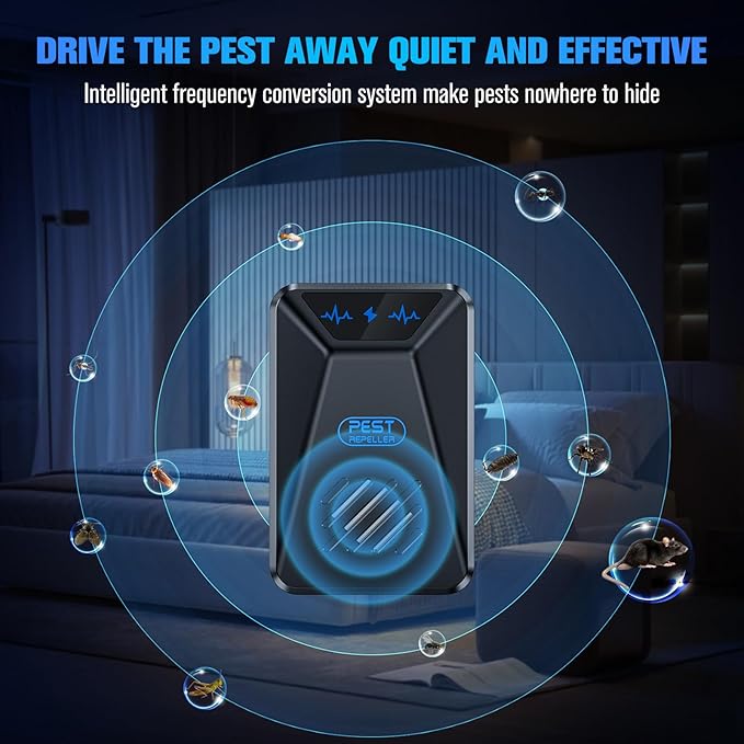6 Packs Ultrasonic Pest Control Repeller Electronic Pest Repellent Plug in Indoor for Insect Roaches Spider
