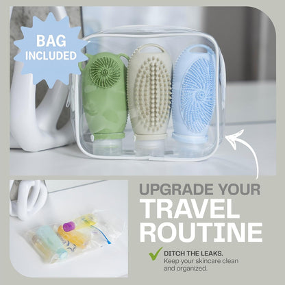 3 Pack 3.4 oz with TSA Bag TSA-Approved Leakproof Toiletry Containers Refillable Shampoo Bottles