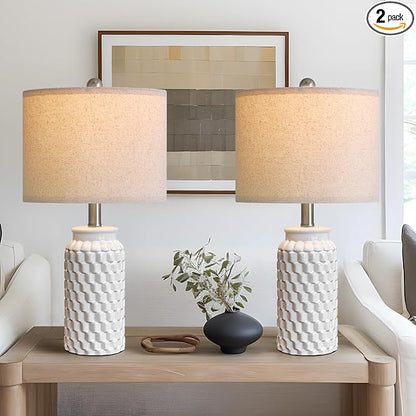 Ceramic Bedside Lamp Set of 2 for Bedroom Decor Farmhouse Table Lamp for Living Room