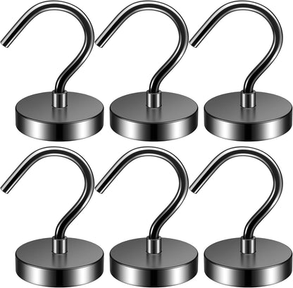 6 Pack Magnetic Hooks 60LBS Heavy Duty Magnetic Hooks Neodymium Magnet Hooks for Hanging Magnet with Hooks