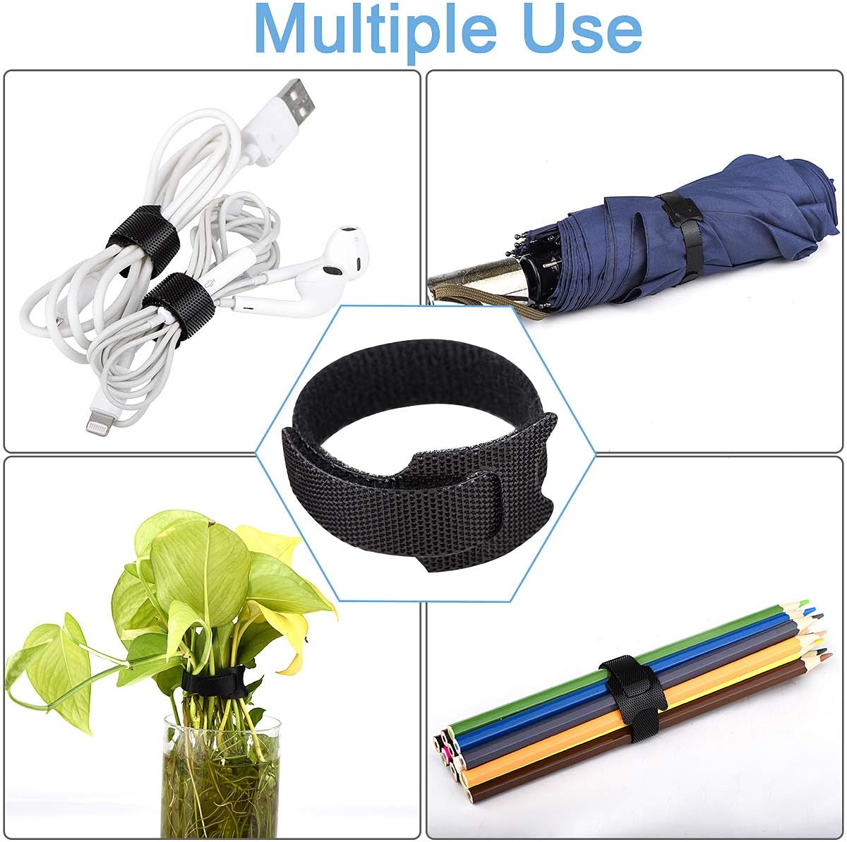 60 PCS 6 Inches Reusable Cable Ties Adjustable Cord Straps Wire Organizer Cord Wrap and Hook Loop