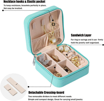 Mini Jewelry Travel Case PU Leather Travel Jewelry Organizer Box Small Portable Portable Jewellery Storage Holder