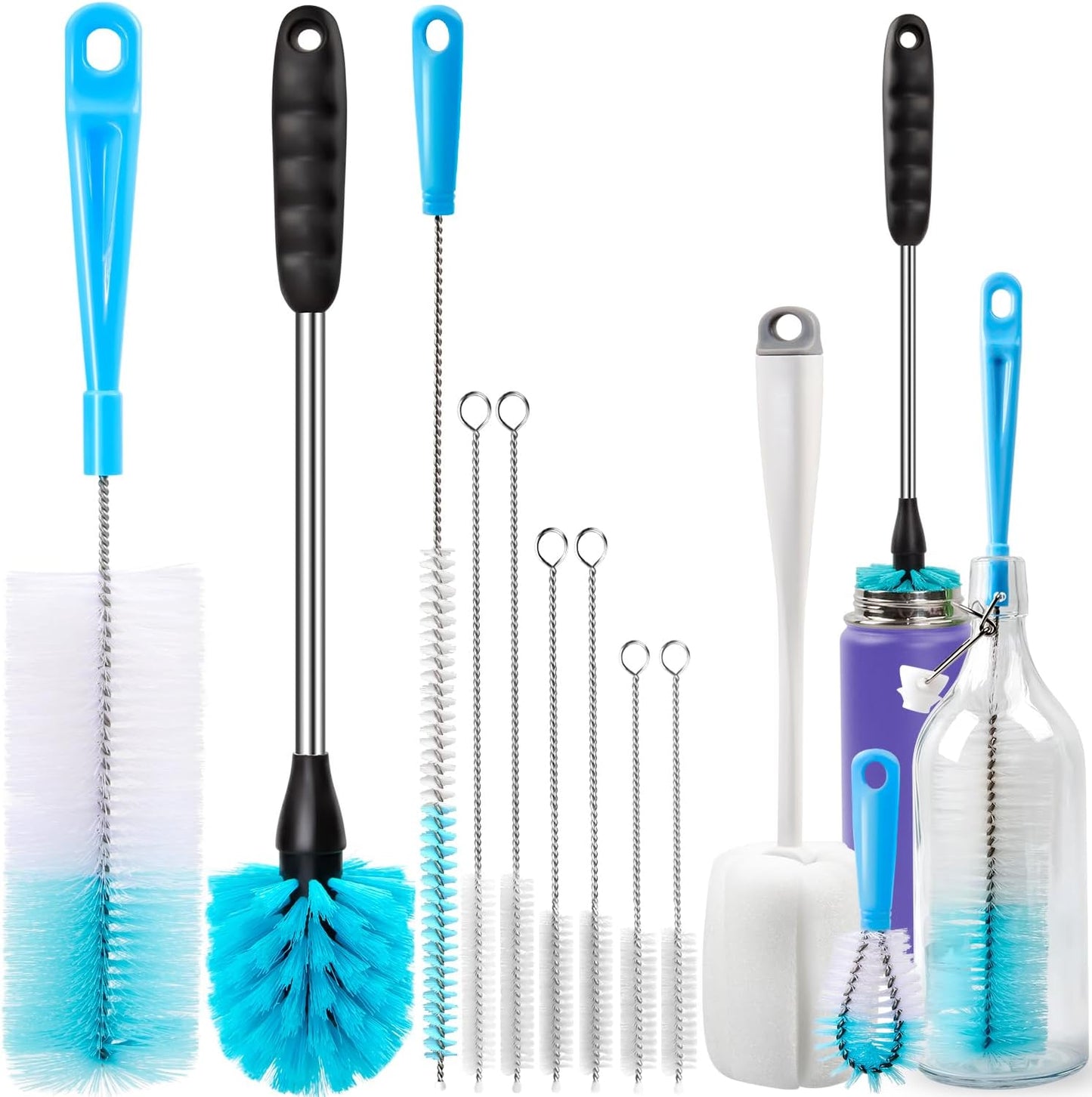 Bottle Brush Tube Cleaning Lab Set with Long Handle Cup Cleaner for Washing Narrow Neck Beer Wine