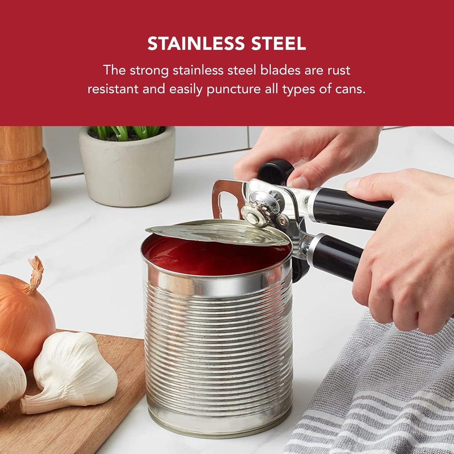 Classic Multifunction Can Opener and Bottle Opener Easy to Use Razor Sharp Stainless Steel Cutting Wheel