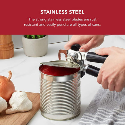 Classic Multifunction Can Opener and Bottle Opener Easy to Use Razor Sharp Stainless Steel Cutting Wheel