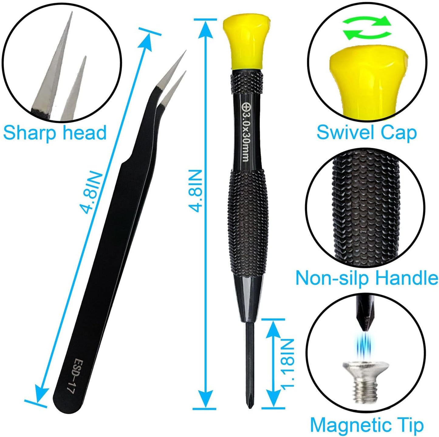 18PCS Mini Precision Screwdriver Set With Case Lengnoyp Magnetic Small Flathead Phillips Pentalobe