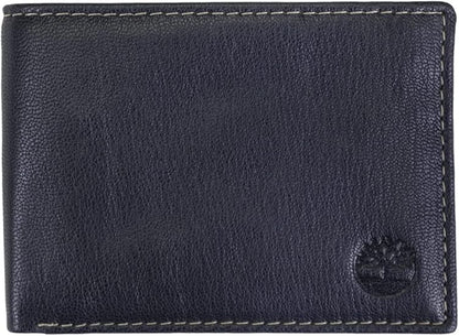 Men's Genuine Leather Passcase Security RFID Wallet