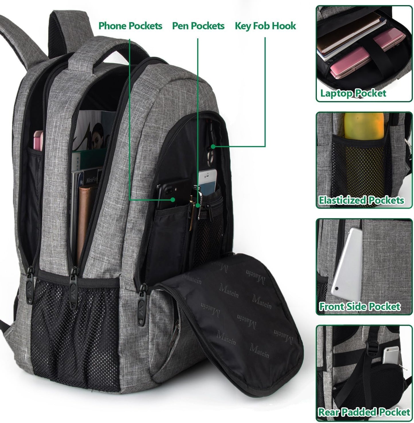 Travel Laptop Backpack Business Anti Theft Slim Sturdy Laptops Backpack with USB Charging Port Water Resistant College