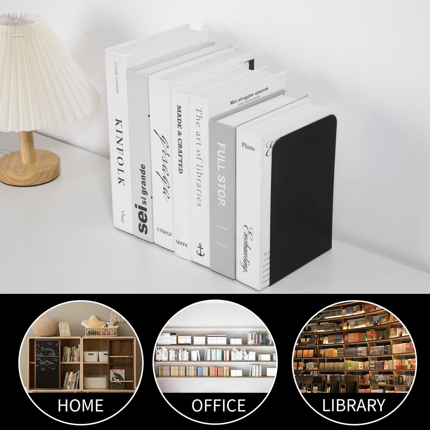 Black Color Metal Book Ends Bookend for Shelves Book Holder