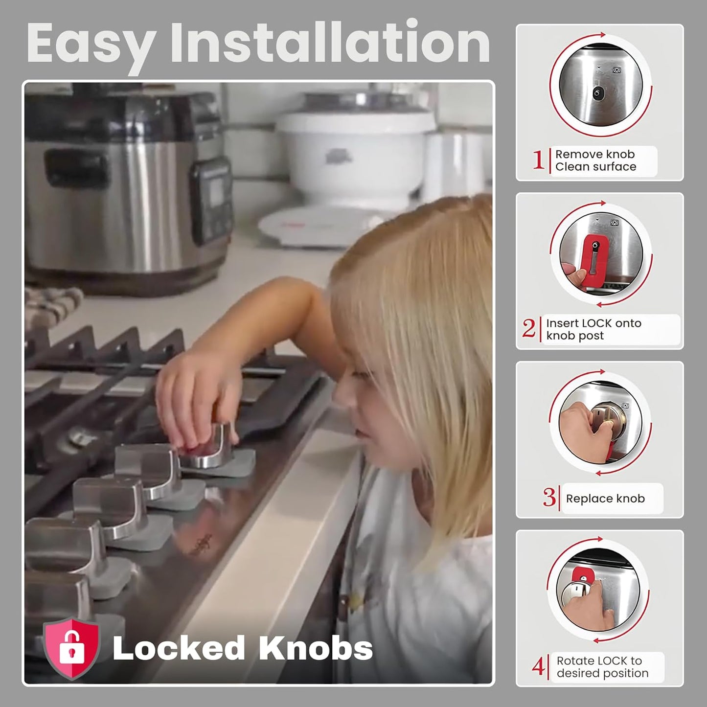 Gas Stove Knob Locks Black Silicone Stove Knob Safety Covers for Toddlers Pets Child Proof
