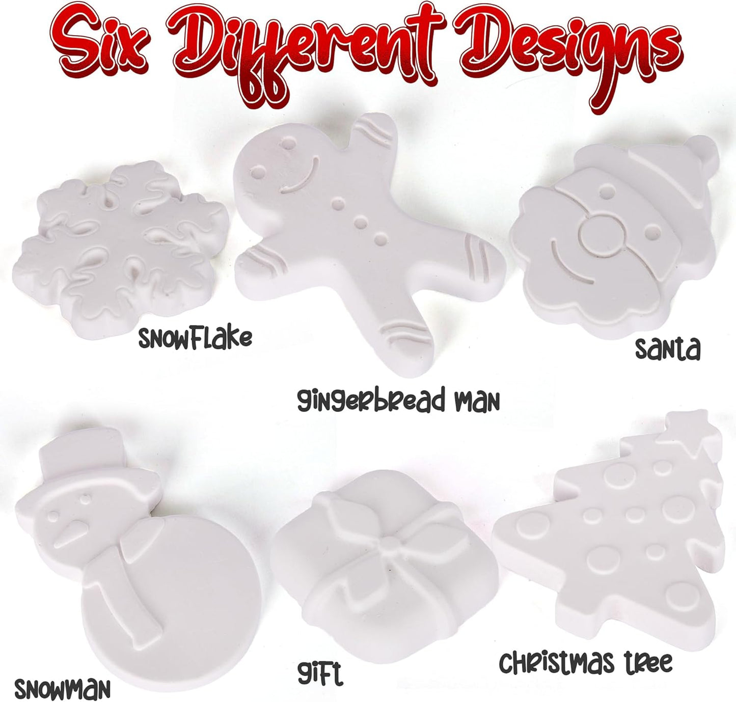 Ceramic Painting Kit for Kids  6 Ceramic Figures, 2 Paint Sets, and 2 Brushes - Christmas Crafts for Kids