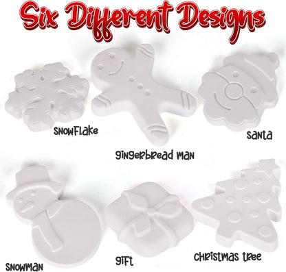 Ceramic Painting Kit for Kids  6 Ceramic Figures, 2 Paint Sets, and 2 Brushes - Christmas Crafts for Kids