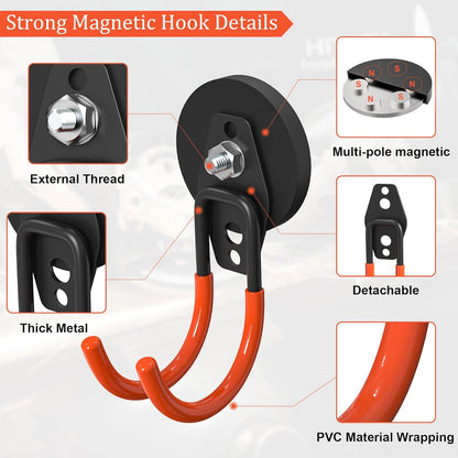 Heavy Duty Storage Magnetic Utility Hooks Large Garage Magnet Hooks with Anti-Slip Coating for Metal Cabinet