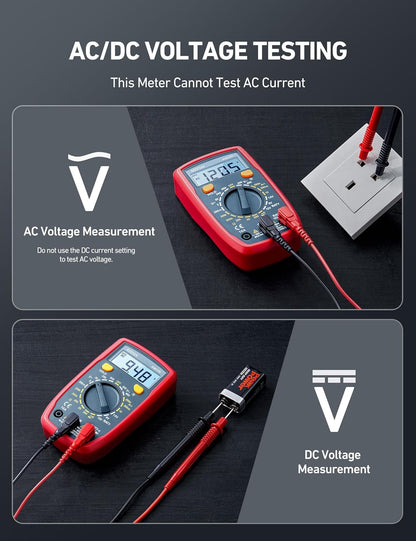 Digital Multimeter Tester 2000 Counts with DC AC Voltmeter and Ohm Volt Amp Meter
