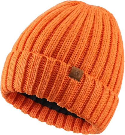 Home Prefer Mens Winter Hat Wool Fleece Lined Knit Beanie Hat Warm Stocking Caps