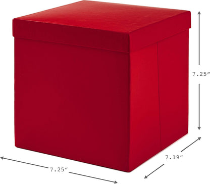 Gift Box with Lid and Shredded Paper Fill (Red 7 inch Box) for Birthdays Graduations Anniversaries