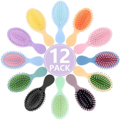 12 Pack Mini Detangling Brushes 12 Colors for Wet & Dry Hair Compact Travel Hairbrush for Teens & Adults