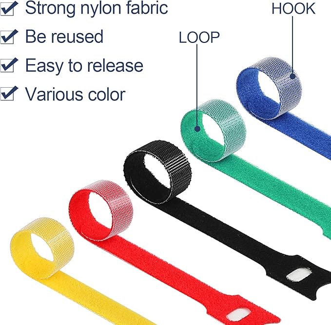 6 Inch Cable Ties Reusable Multi-Purpose Wire Ties Cord Organizer Adjustable Cable Management