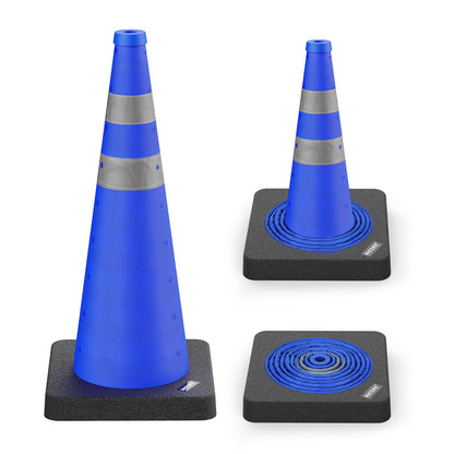 28 Inch Collapsible Traffic Safety Blue Cones with Black Weighted Base Multi Purpose Pop-up Cones
