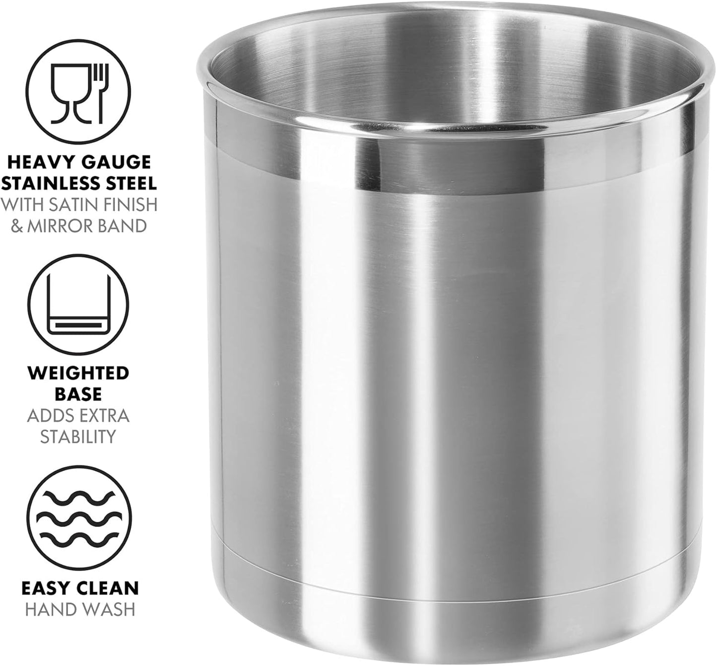 7" Utensil Caddy Weighted Base for Stability  Extra Large Utensil Crock and Countertop