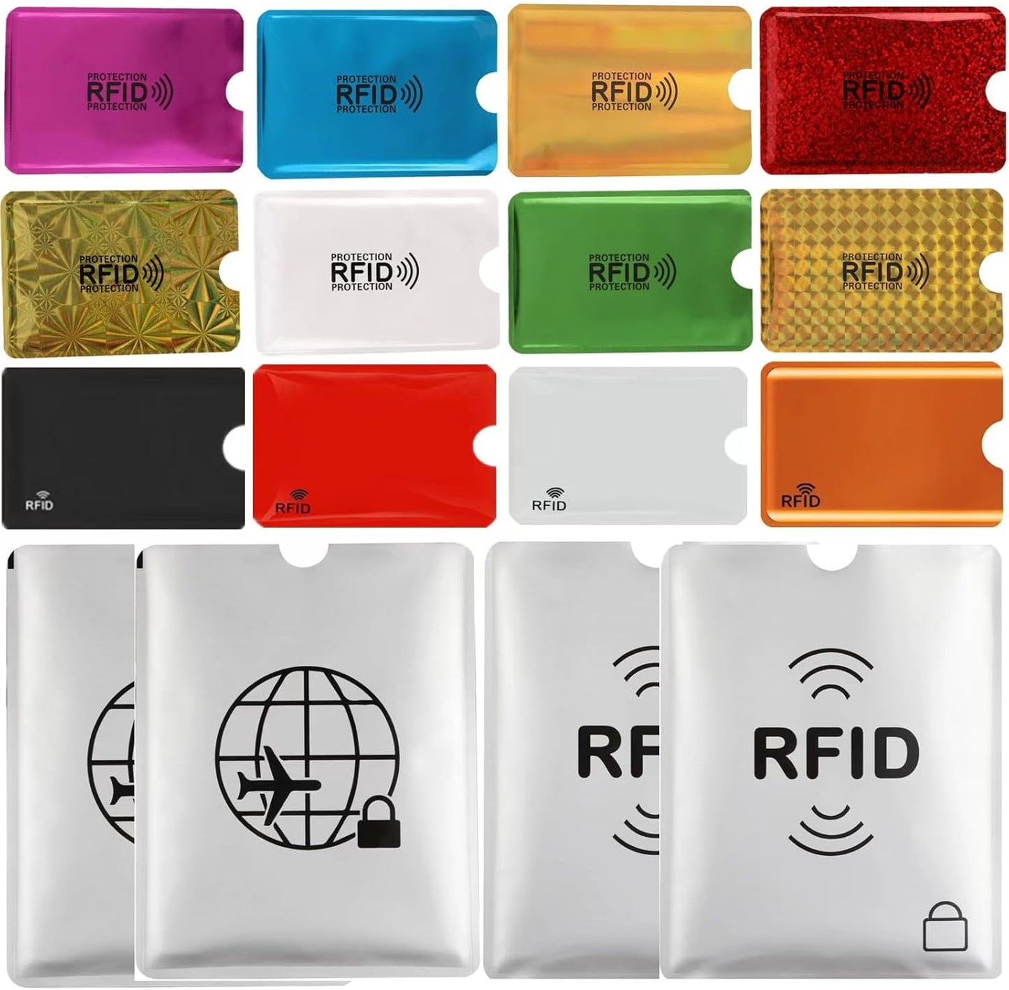 12 Colorful Credit Card Protector RFID Blocking Sleeve & 4 RFID Passport Holder Effectively Protect Your Credit