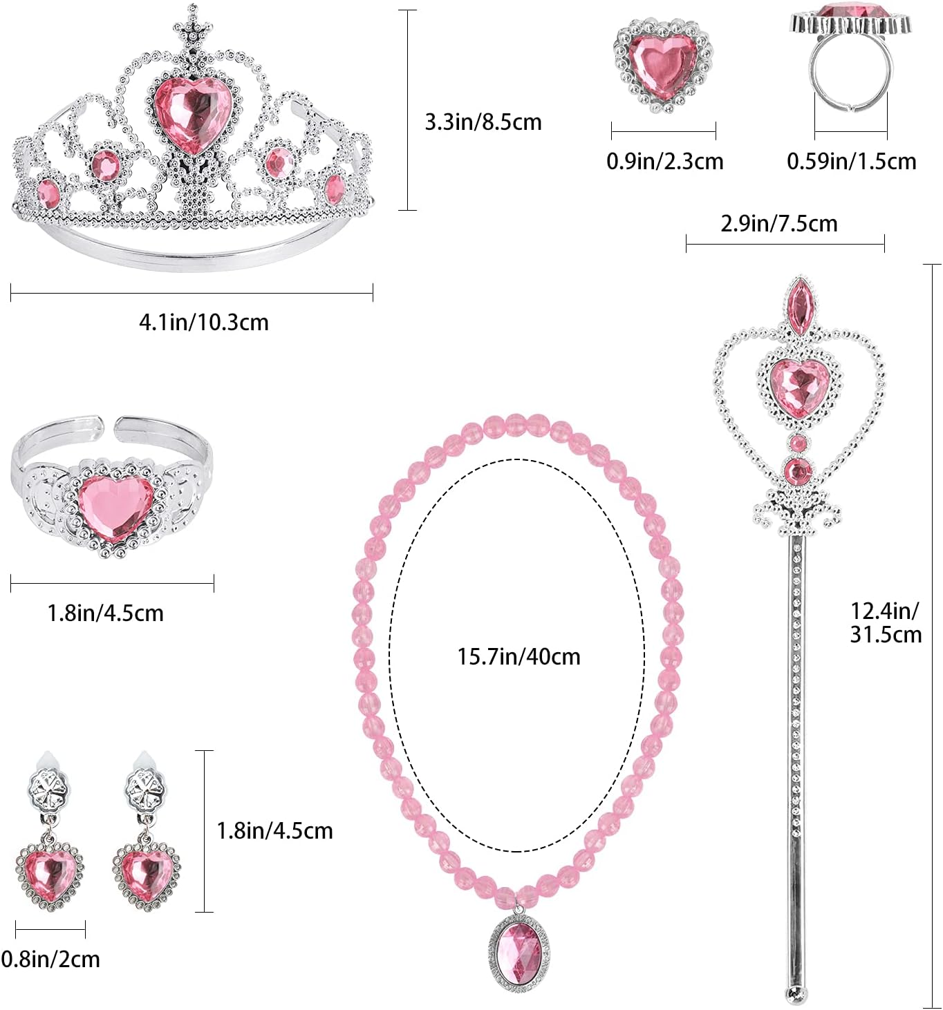 Dress Up Party Accessories for Princess Costume Gloves Tiara Wand Necklace Earrings