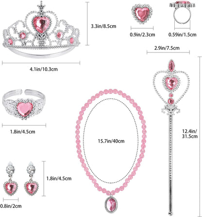 Dress Up Party Accessories for Princess Costume Gloves Tiara Wand Necklace Earrings