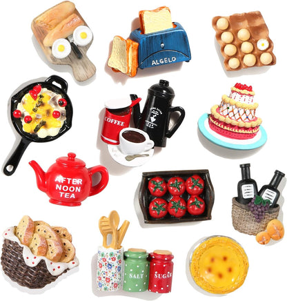 12pcs Cute Food Fridge Magnets for Fridge Cute Magnet Refrigerator Stickers for Kitchen Magnet Decorative