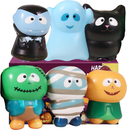 6 Packs Halloween Squishies Toys Slow Rising Party Favors Pumpkin Zombie Black Cat Mummy Vampire
