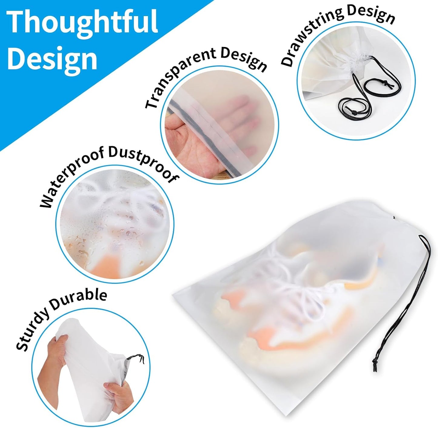 Travel Drawstring Shoe Bags for Packing Storage Travel Essentials for Men and Women 15.7 x 11.8 inches