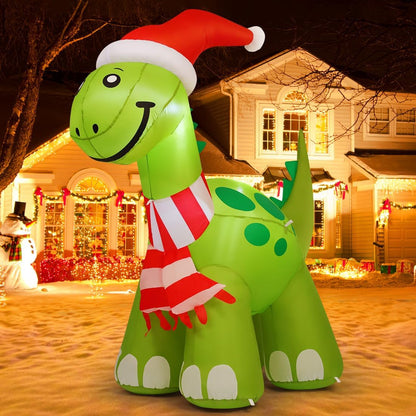 6.2ft Christmas Inflatables Outdoor Decorations Blow Up Dinosaur Inflatable with Built-in LEDs for Christmas Indoor Outdoor