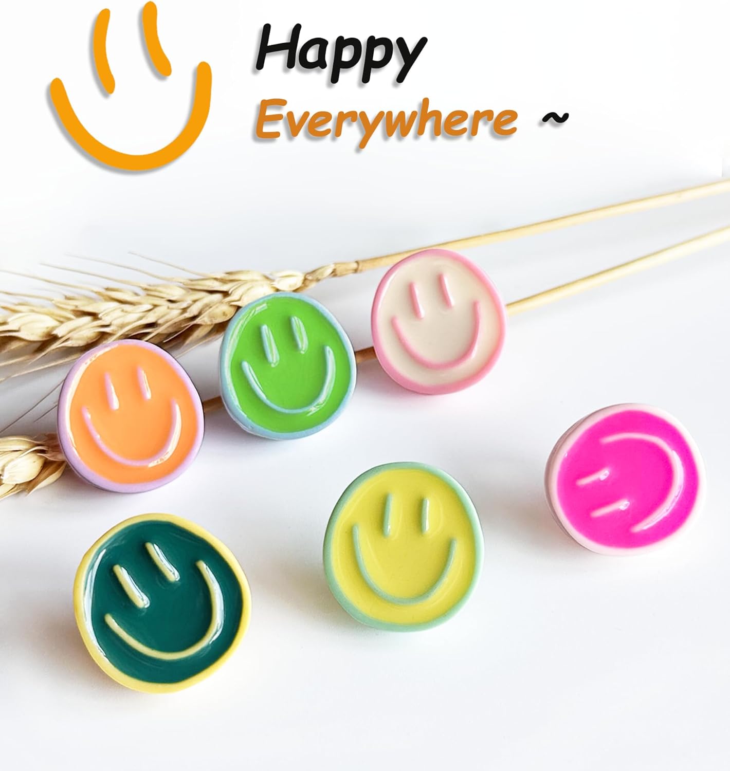 24 Smiley Face Decorative Push Pins Cute Bulletin Board Push Pins Thumbtacks for Cork Boards