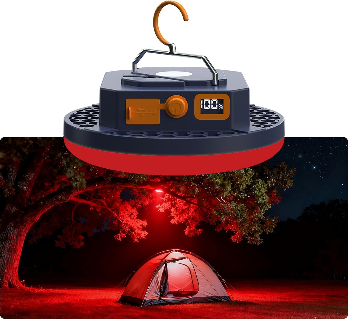 Red Light Insect-Proof Camping Lamp for Stargazing 10000mAh Rechargeable 3000LM Tent Camping Light Portable Led