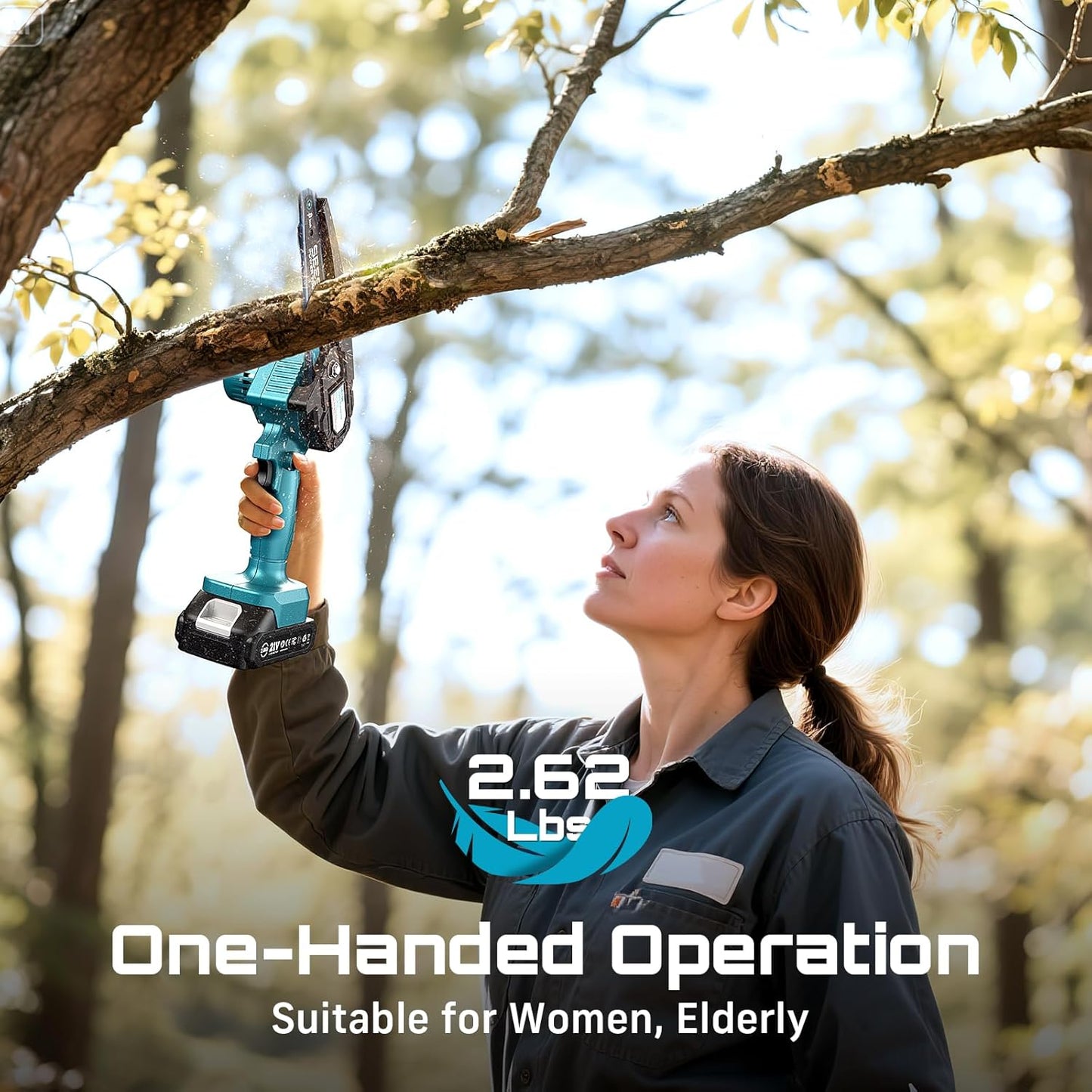 6-inch Mini Chainsaw Cordless Handheld Electric Power Chain Saw with 2 Batteries for Tree Trimming Wood Cutting