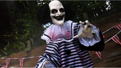 Scary Animatronic Talking Clown with Touch Activated Lights and Sounds, Indoor or Covered Outdoor Halloween Decorations for Home